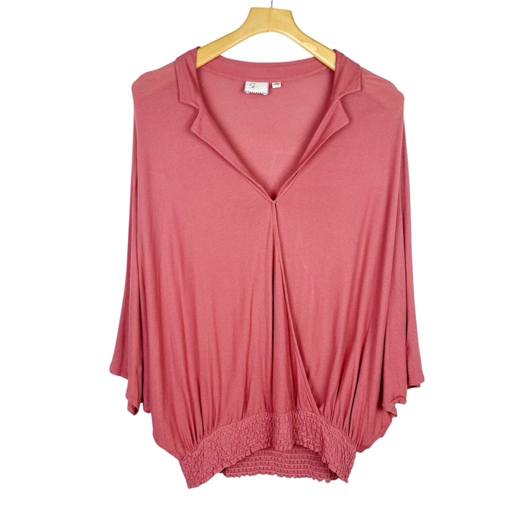 Anthropologie Postmark Blush Pink Dolman Sleeve Wrap Blouse XS/S
